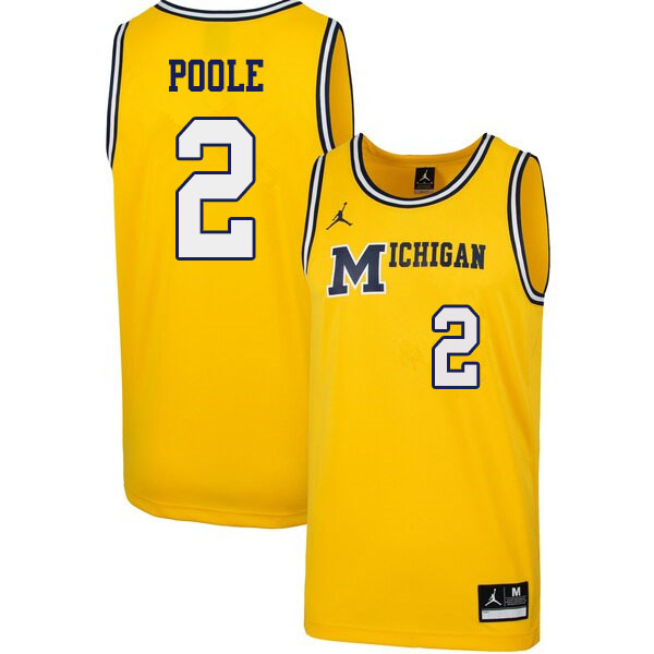 Men #2 Jordan Poole Michigan Wolverines 1989 Retro College Basketball Jerseys Sale-Yellow